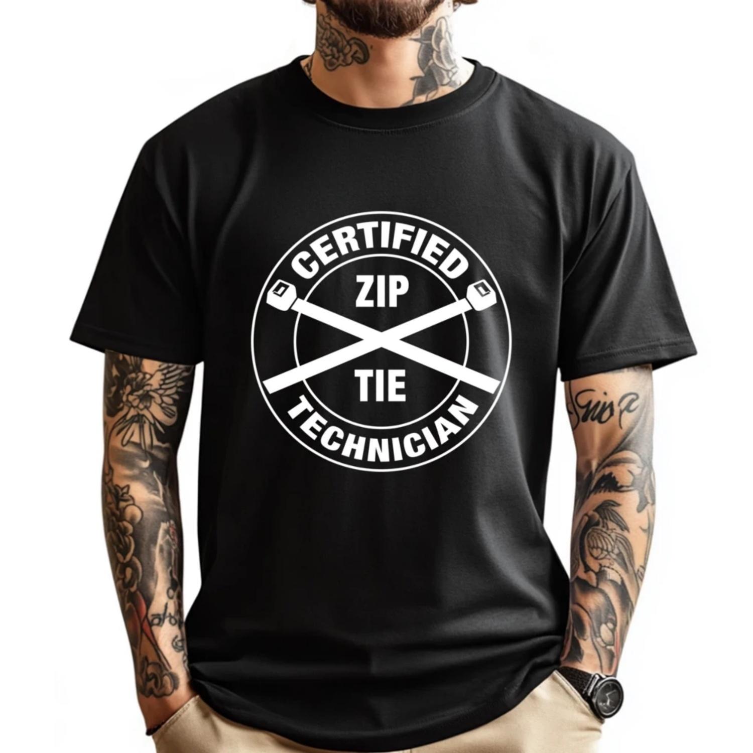 Certified Zip Tie Technician Humorous Funny Guy Funny T Shirts Fashionable and Trendy Men s T-Shirts Vaporwave S чёрный