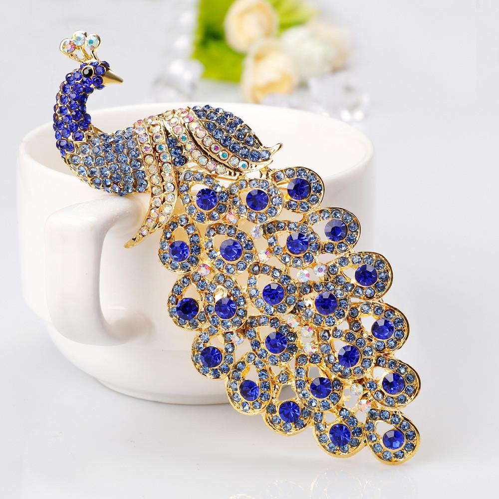 Animal Peacock Brooch Pin With Alloy Electroplating For Fashion Women