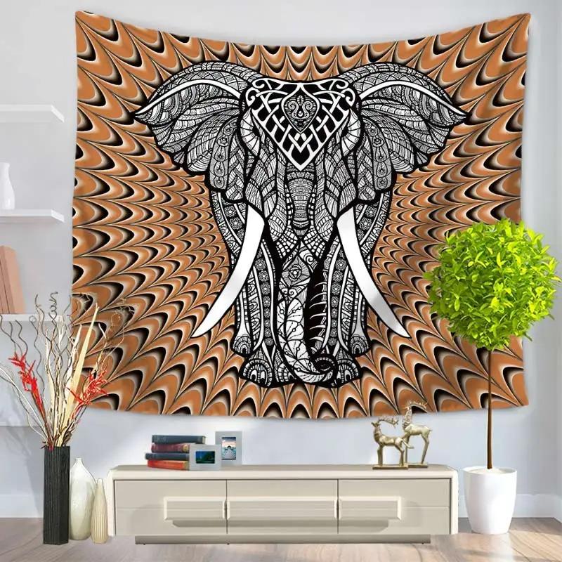 Retro Elephant Painting Hanging Cloth Home Wall Decoration Tapestry Office Living Room Tapestry