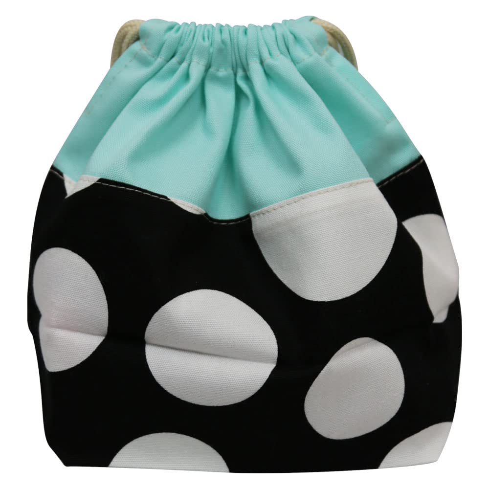 HOPPE Medium Drawstring Bag, Black Dot Pattern, Medium, Lunch Bag, School Lunch Bag, Elementary School Student, Kids, Boys, Girls, Made in Japan