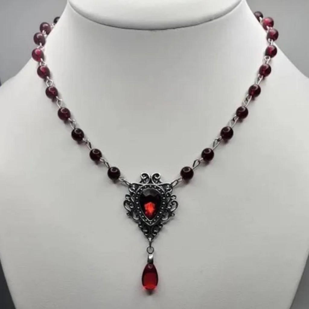 Gothic Rose Pendant Necklace With Cross Chain Alloy Jewelry For Women And Men
