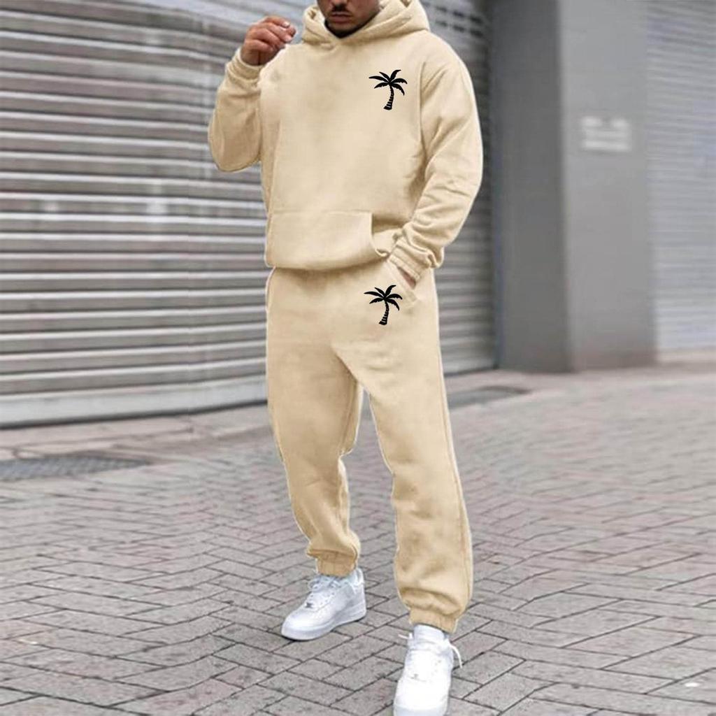 Herren Übergroßer Fleece Sportbekleidung Outdoor Lässig Locker Kapuzenpullover und Jogginghosen Set