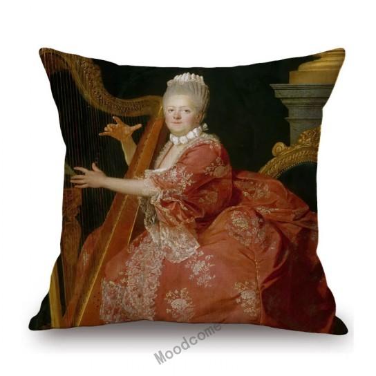 French Madame British Duchess Princess Rococo Oil Painting Art Royal Court Hotel Lobby Wall Decoration Pillow Case Cushion Cover