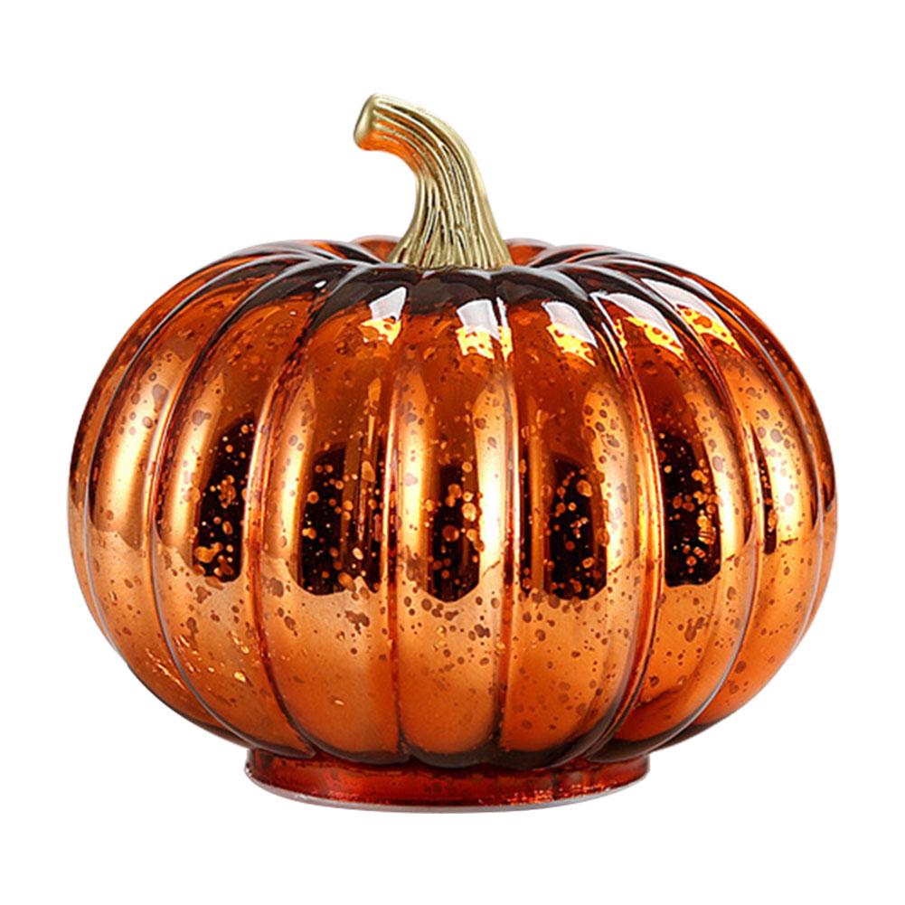LED Pumpkin Lantern Halloween Glass Pumpkin Shape Lantern Home Halloween Decor Pumpkin Lights Lamp