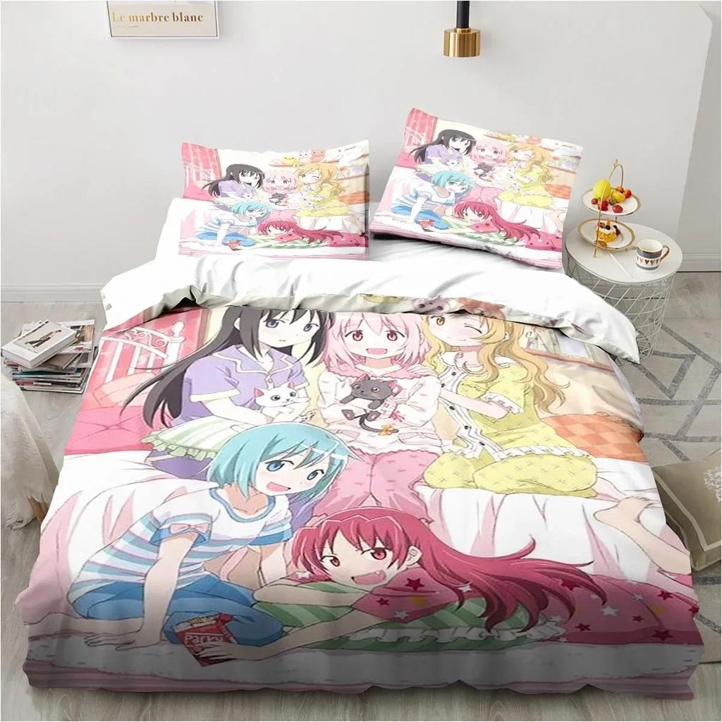 Puella Magi Madoka Magica Bedding Set Bedroom Soft Modern Bedspreads Comefortable Kids Duvet Cover Quilt Cover And Pillowcase