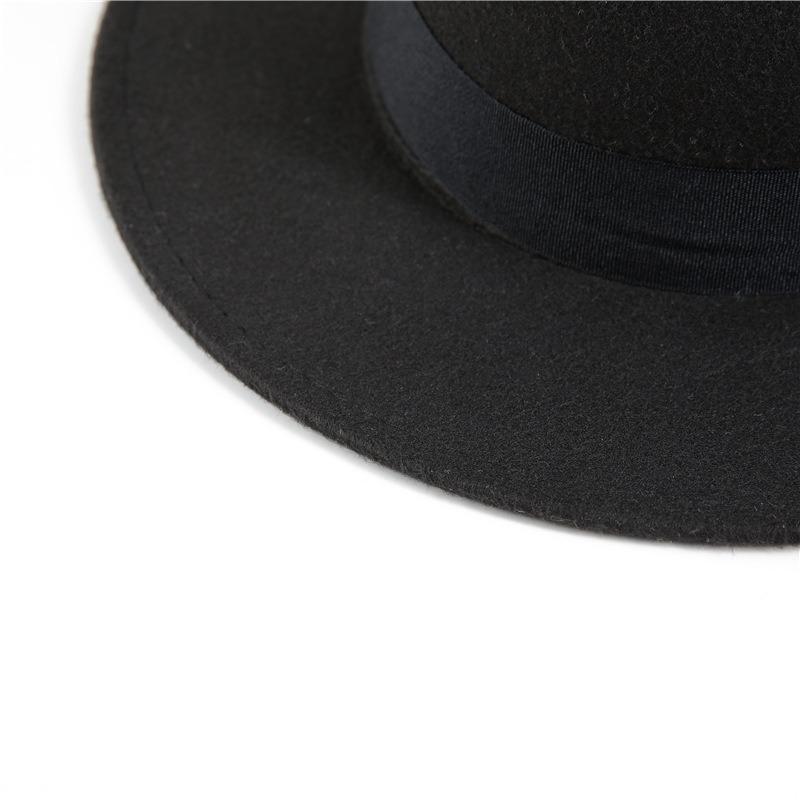 Autumn and winter woolen hat Shanghai beach retro black woolen hat gentleman's hat top hat British jazz hat