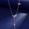 Elegant S925 Sterling Silver Bow Tassel Necklace: Luxury Clavicle Chain for Women with a Chic, Sophisticated Touch.