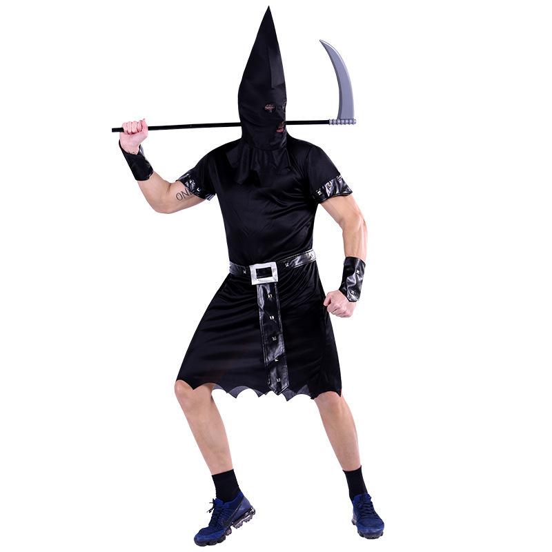 

Поразительный черно-белый полиэстеровый халат для мужчин, идеально подходящий для переодевания на Хэллоуин и тематических вечеринок B