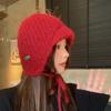 Ear Protection Knitted Earmuffs Hat Lace-up Strap Beanies Sweet Knitted Hat  Winter