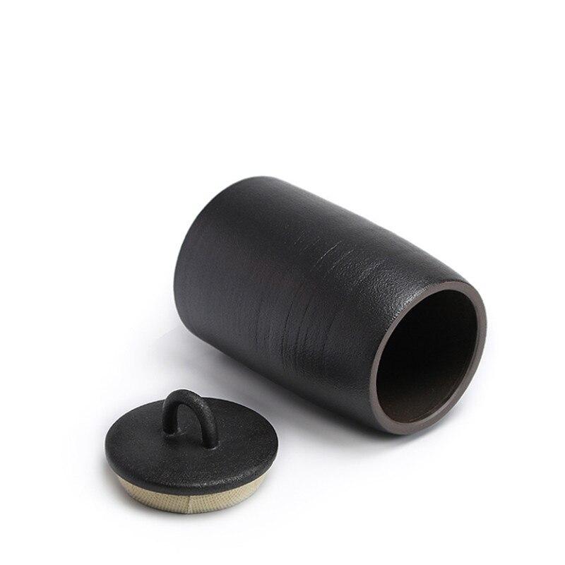 Japanese Ceramic Sealed Tea Caddy Coarse Pottery Large Vintage Spice Jar Tank Food Container