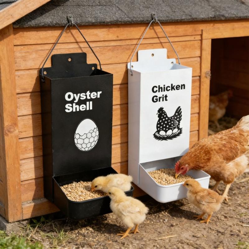 Pack Of 2 Metal Meal Dispensers For Poultry And Birds Durable Chicken Supply With 1.3L Capacity Each Perfect For Backyard Flocks