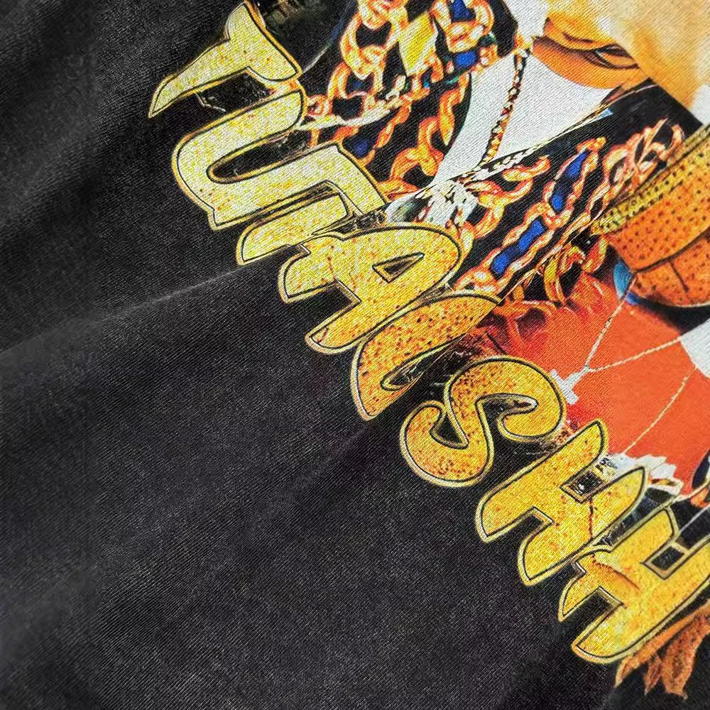 230G fabric cotton T European size cross-border American Tupac heavy retro hip-hop printed short-sleeved T-shirt