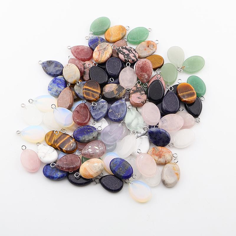 Natural Oval Crystal Stone Pendant Keychain - Simple & Creative Design