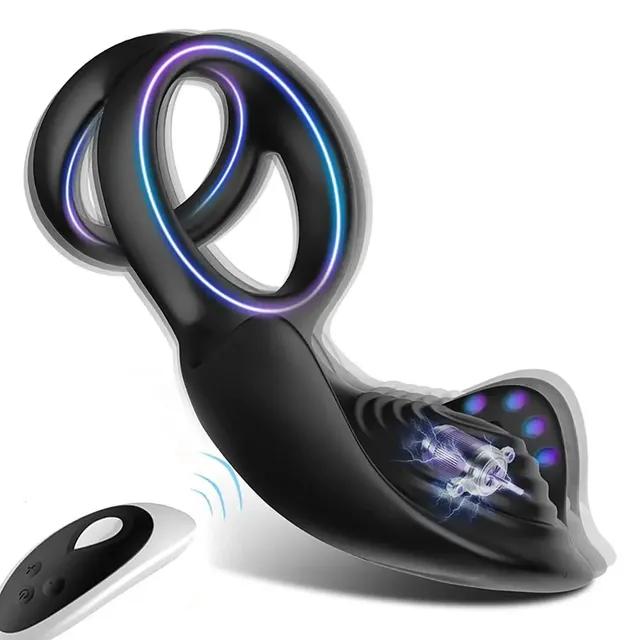 Ei-Massagegerät, Verriegelungsring-Vibrator, Sexspielzeug für Männer, 10 vibrierender männlicher Masturbator mit 2 Penisringen für den Mann mit Fernbedienung