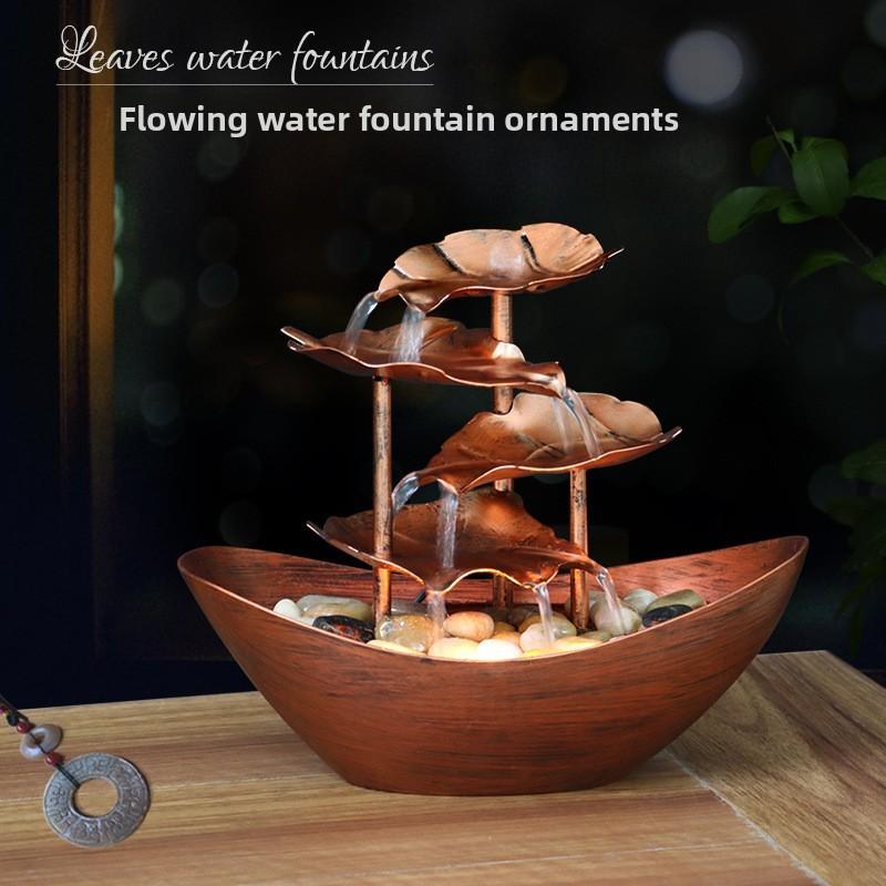 Lotus Leaf Ingot Minimalist Fountain With Abs Material For Home Decor And Gift