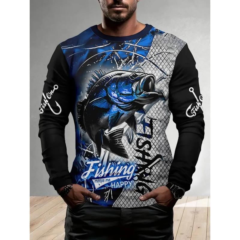 Fishing Shirts Men's T-Shirts Long Sleeve Men Clothes Autumn Streetwear Top Pullovers Male T Shirt Outdoor Casual Men's Clothing