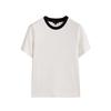 MD Spring New Round Neck Inner Bottoming Top Casual Contrast Color Short Sleeve Silm Pure Cotton T-shirt 6855542