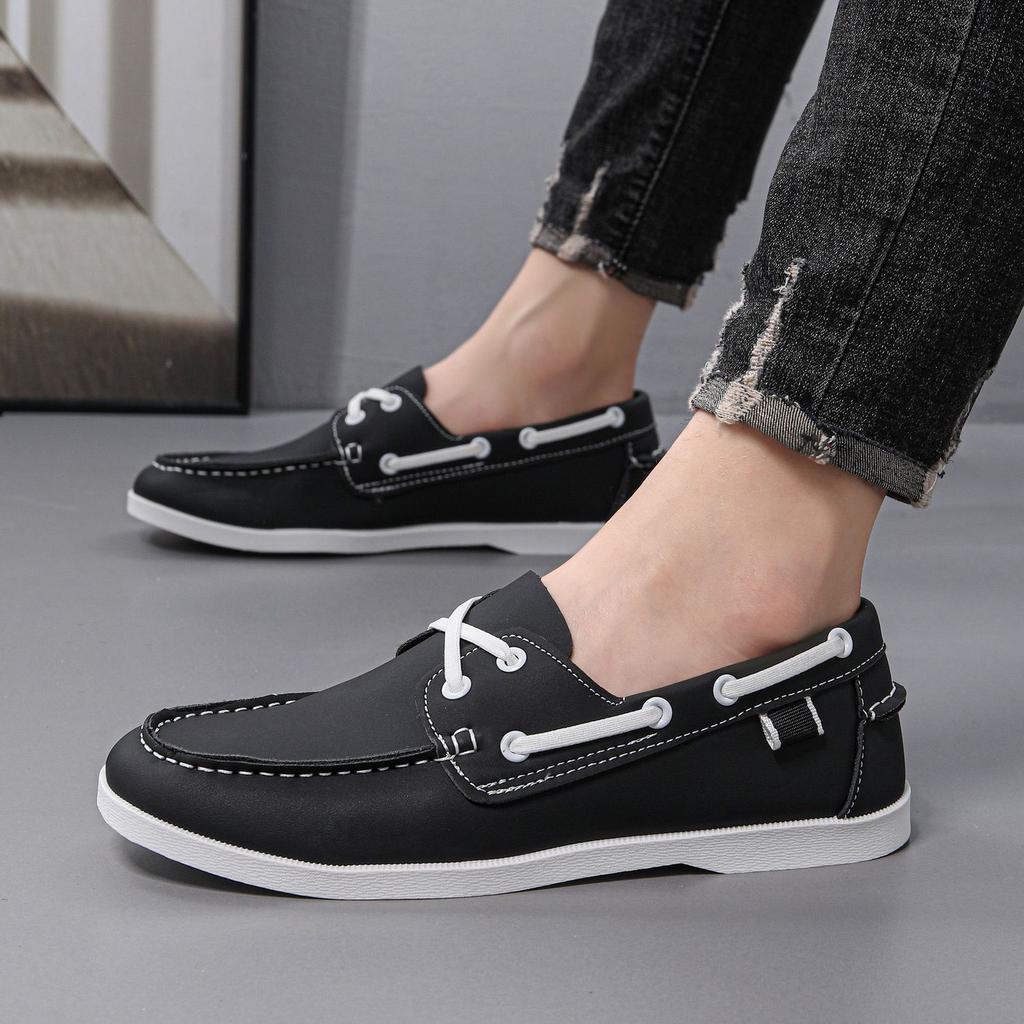 Round Toe Slip-on Men's Leather Shoes Classic Original Fashion 2025 Low Price High Quality Legitimate Adults Male Casual Shoe