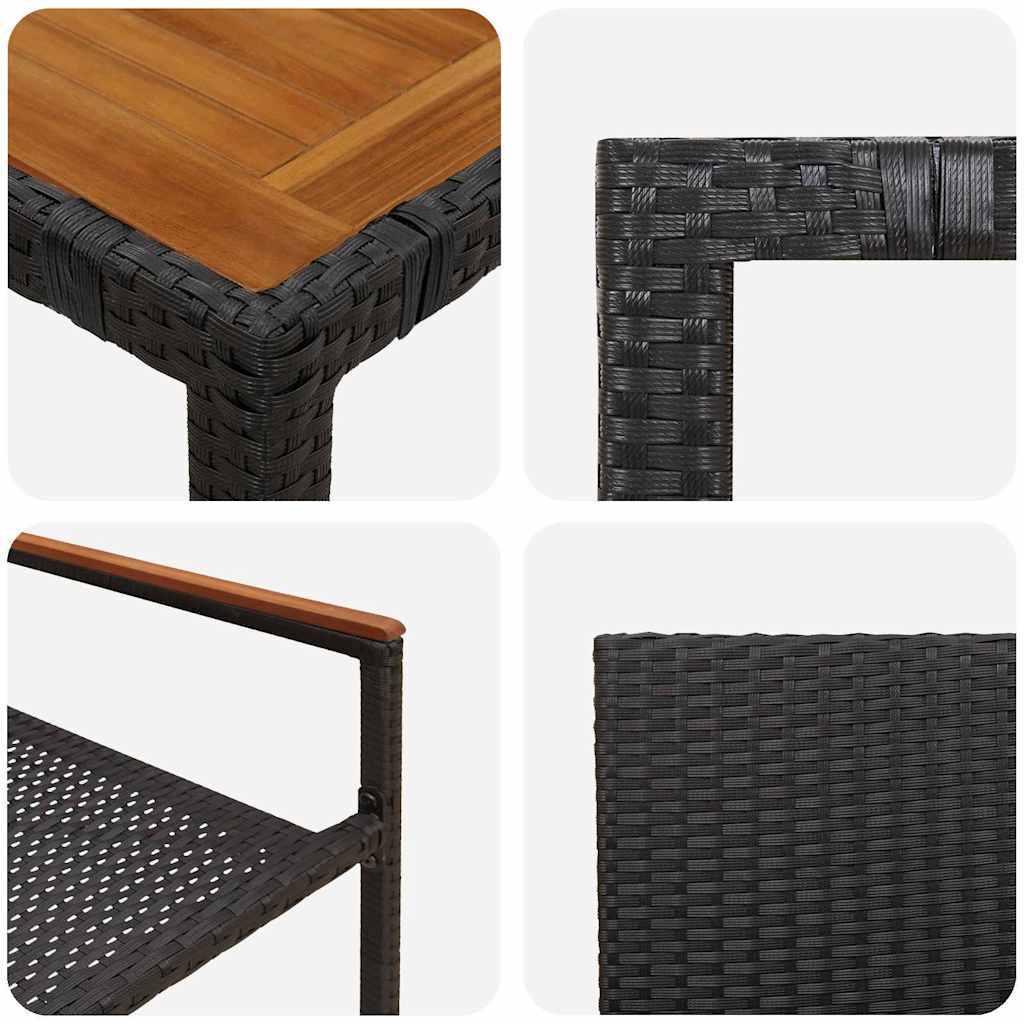 Garden Dining Set 3 pcs Black Poly Rattan