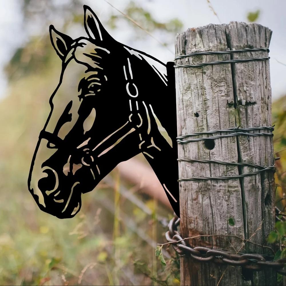 1 szt. W Stylu Vintage Kształt Głowy Konia Żelazna Sylwetka Urocza Ozdoba Na Zewnątrz Ogród Płot Farma Rękodzieło Wystrój na Dekorację na Przyjęcie w Ogrodzie