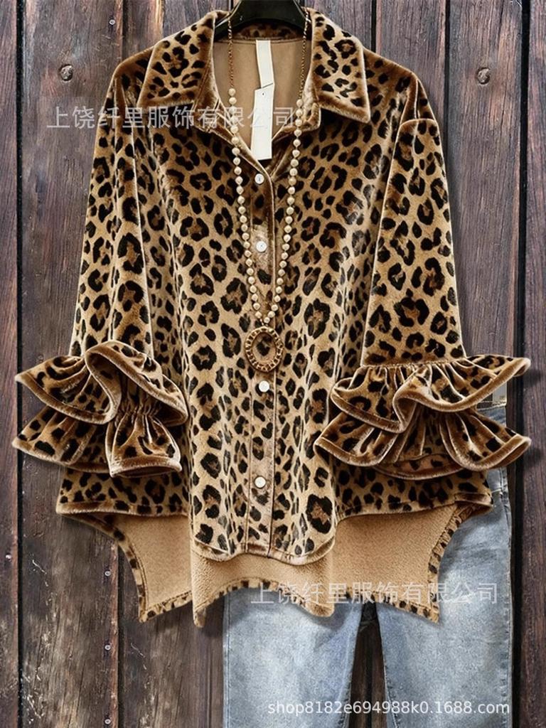 3D Printed Creative Pattern Long Sleeve Women's Lace Lapel Shirt