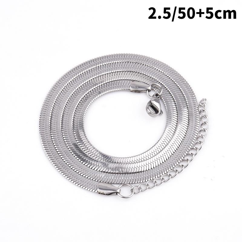 Personality Simple All-Match Hip-Hop Clavicle Chain Light Luxury European American Titanium Steel Non-Fade Flat Snake Bone Chain