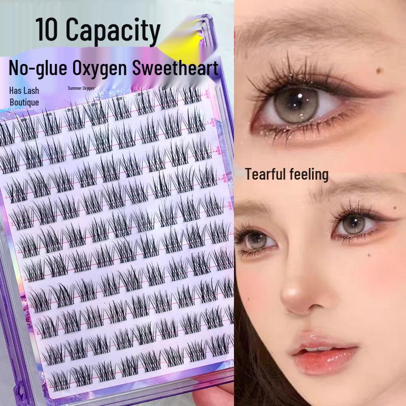 

Mengjie Shangpin Self-Adhesive Natural False Eyelashes - No Glue or Remover Needed for Effortless Beauty