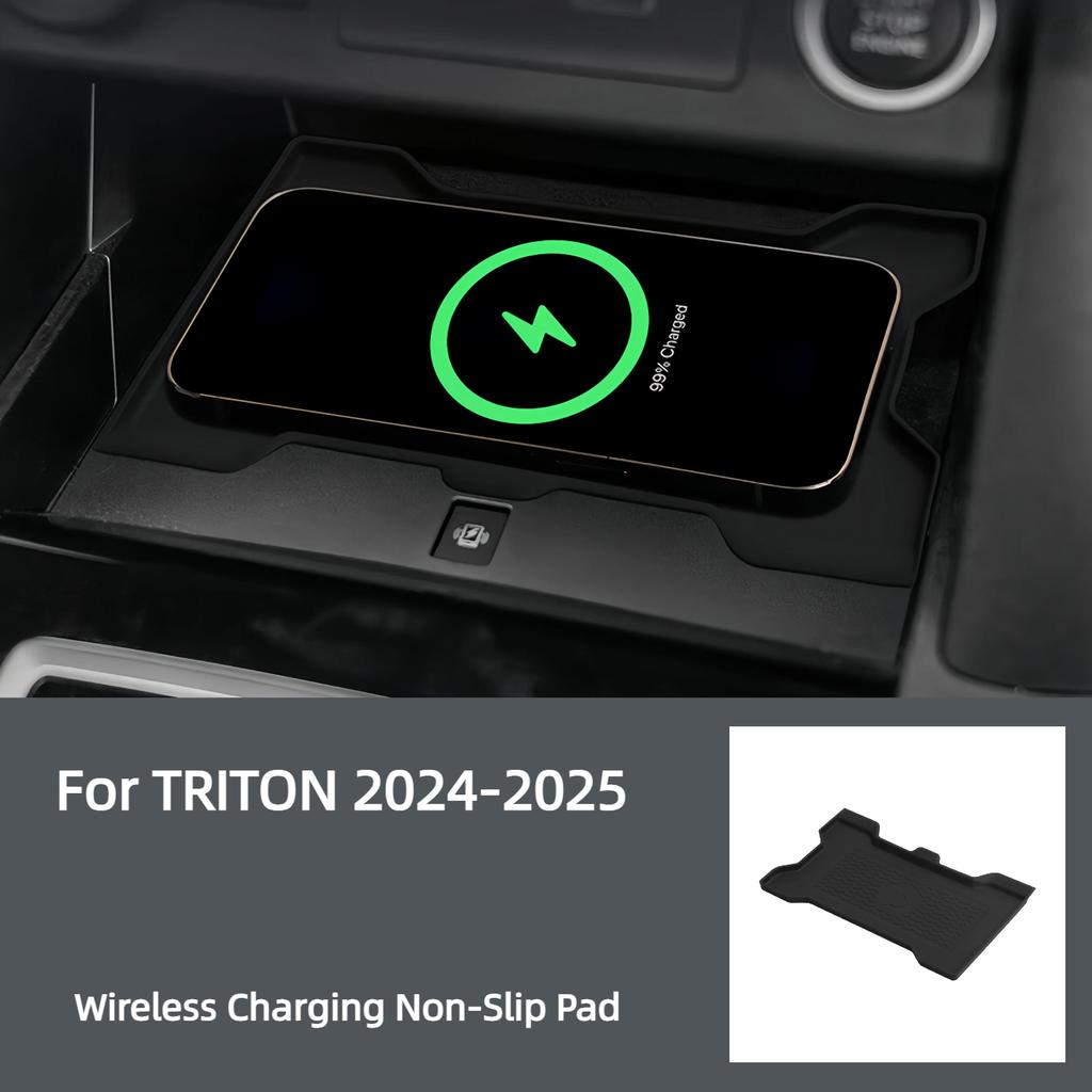 For 2024-2025 Mitsubishi TRITON Central Control Wireless Charging Silicone Pad Car Interior Anti-slip Dustproof Pads