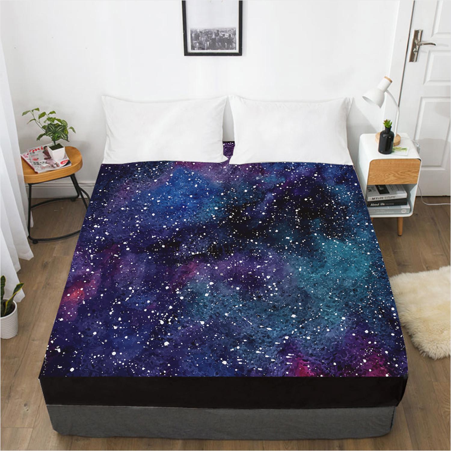 

Домашній текстиль із 3D-принтом із візерунком зоряного неба. Простирадло. Постільна білизна. Наматрацник. Постільна білизна на резинці. 120cmX200cmX30cm
