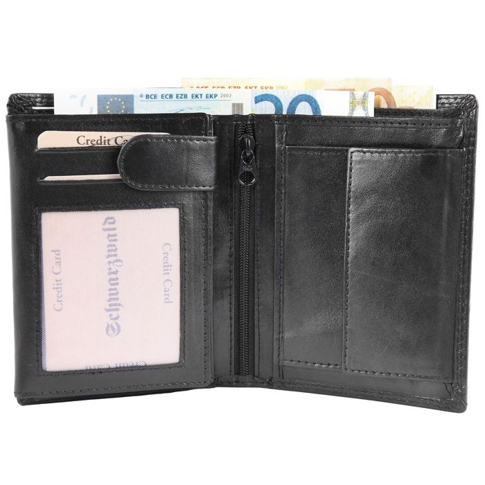 Portefeuille pour homme en cuir noir intemporel