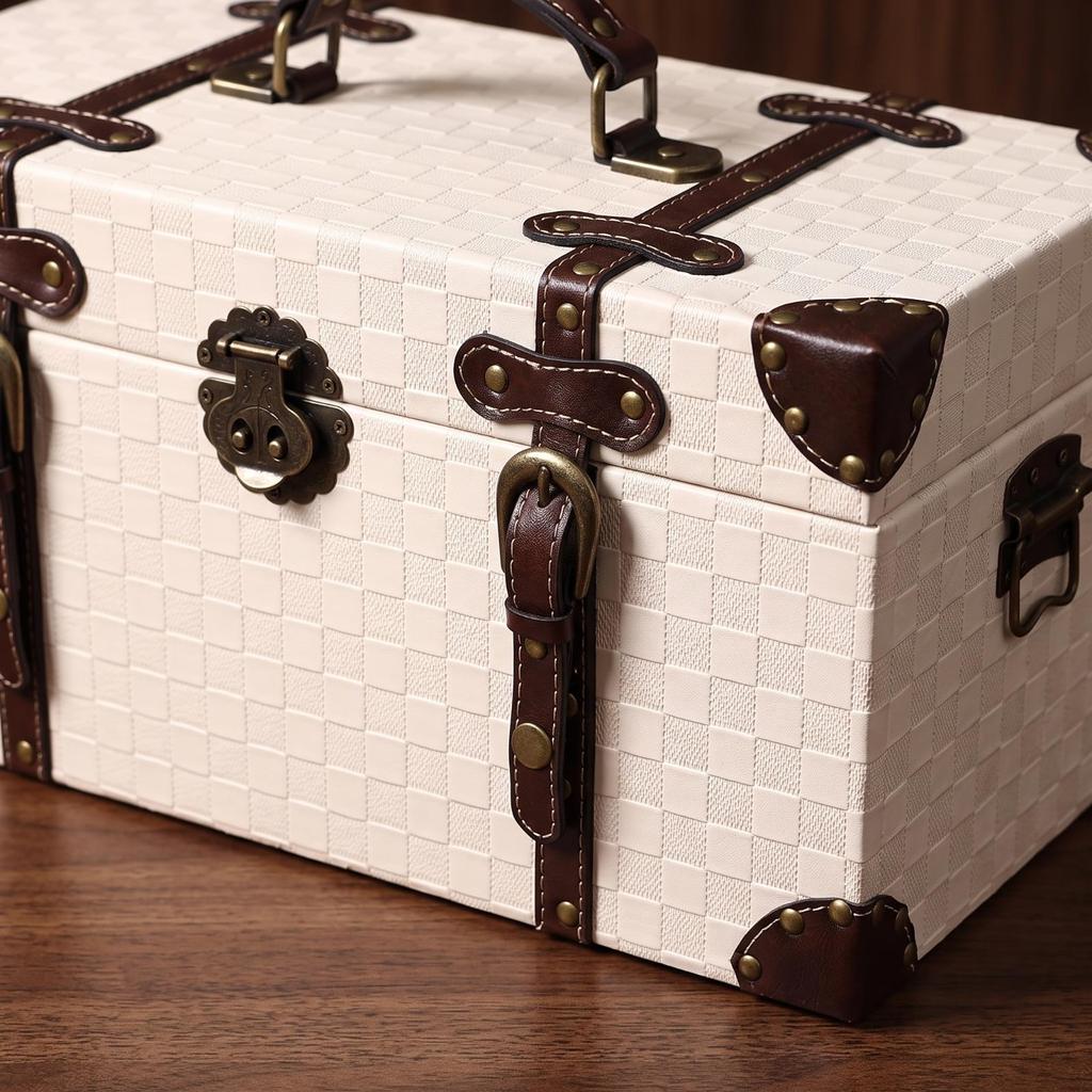 Vintage Storage Box Retro Decorative with Handles Rustic for Bedroom