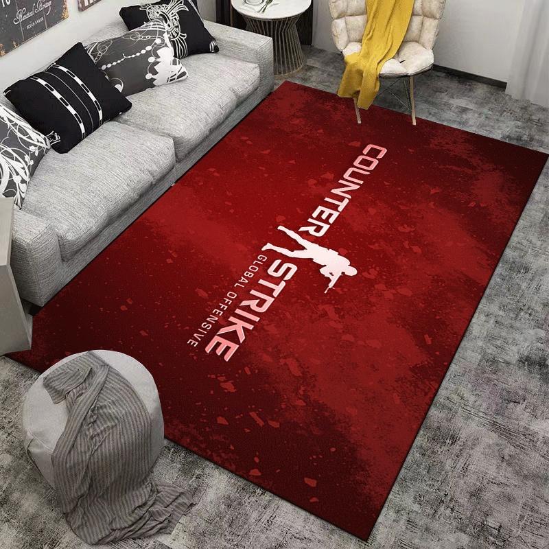 CSGO Game Logo Printed Flannel Carpet, Non-slip, Suitable for Bedroom, Living Room, Children's Room Decoration