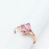 585 Purple Gold Rhombus-Plated Rose Gold Zircon Ring Luxury Fashion Personality Foreign Style Live Design Ring