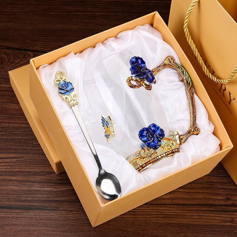 Creative Enamel-Colored Luxury Coffee & Milk Glass Cup Set for Living Room