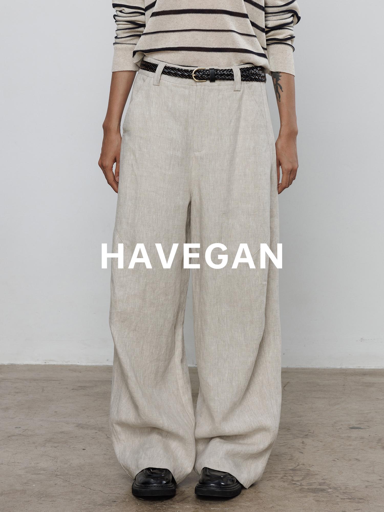 2026 Spring High-Waisted Linen Wide-Leg Trousers for Women Medium