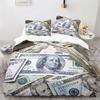 3D Modern Bedding Set Dollar Motif Printed Duvet Cover Vivid Comforter Cover 3 Pieces Money Maths Pattern Funny Soft Bed Set