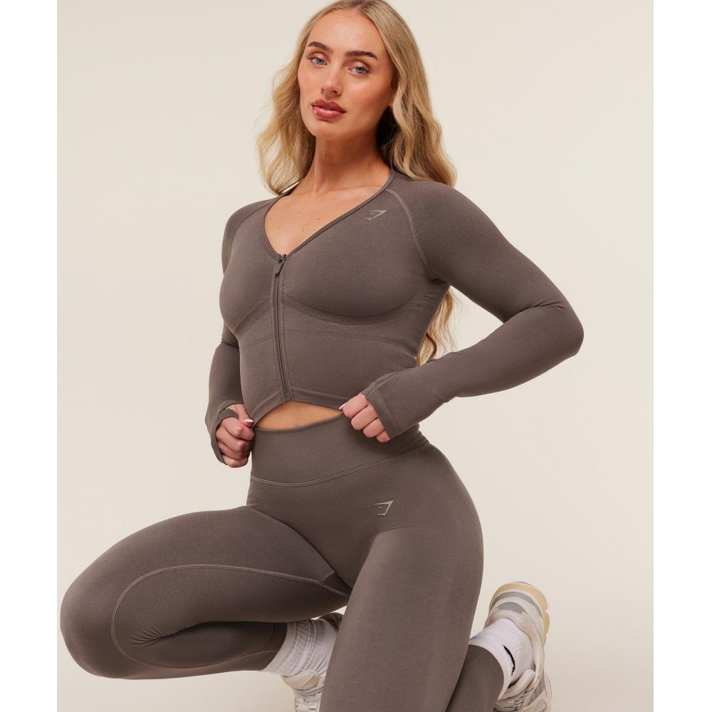 Gymshark Lift Seamless Jacket Cool Brown B6b5q Nbzg