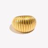 E.B.belle Minimalist Style Fat Bread Stripe Ring 18K Gold Plated Stainless Steel Party Women Fashion Jewelry