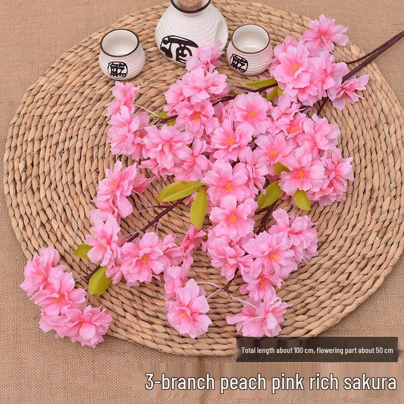 Silk Cherry Blossom Branch Artificial Vine: Floral Decoration for Weddings and Indoor Spaces