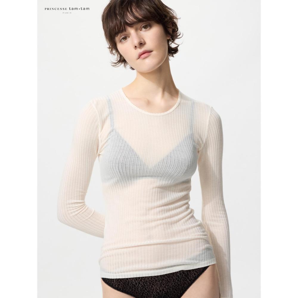 Uniqlo HeaTTech Cashmere Blend PoinTed T shirT