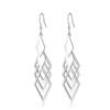 New Fashion Silver Color Stackable Hollow -Out Rhombus Mosaic Cubic Zircon Earrings For Women Long Tassel Jewelry Gift
