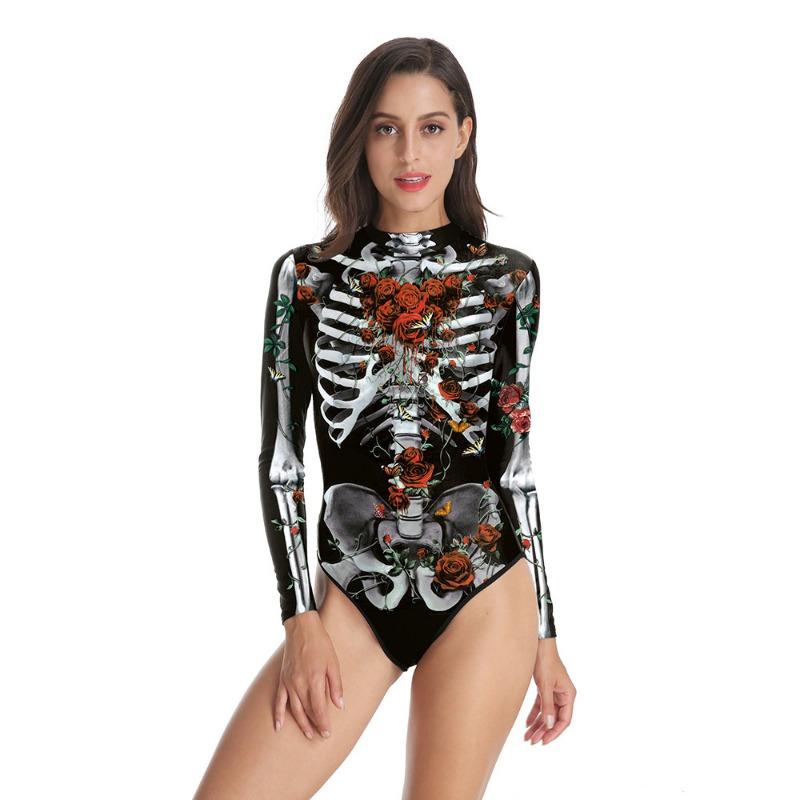 Halloween New Crew Neck Zipper Women's Swimsuit Beach Surfing Swimsuit Women