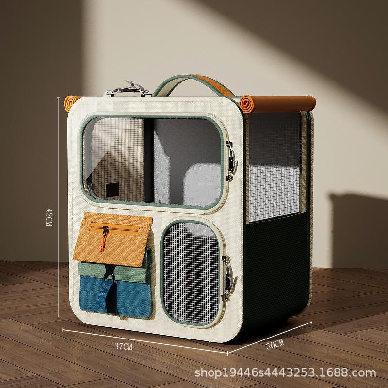 Going out Portable Large Capacity Cat Going Out Bag Dog Puppy Backpack Multi-cat Pet Trolley Case Backpack