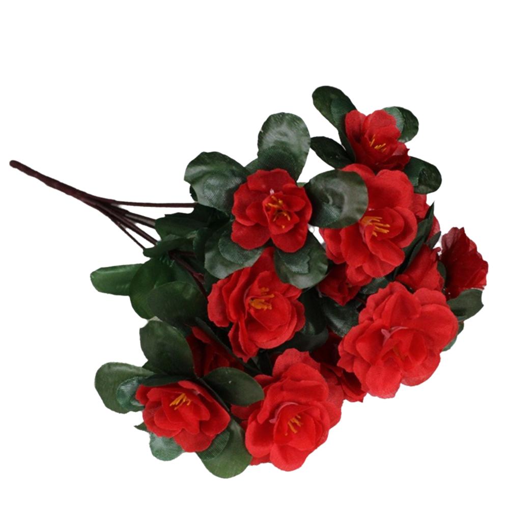 

Decor Silk Flower Artificial Rhododendron 21 Head Arrangements DIY Reflecting Mountain Red Bouquet Home Garden красный