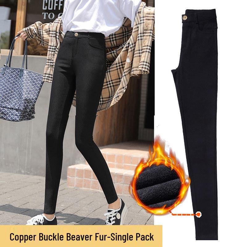 Hohe Taillen Dicke Schwarze Plus Size Leggings für Damen - Schlankmachende Skinny Hosen für Herbst/Winter