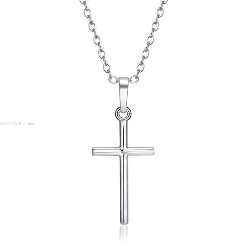 Luxury Zircon Cross Pendants Necklace Fashion Light Golden Silver Color for Men Women Jewelry Chain Accessory