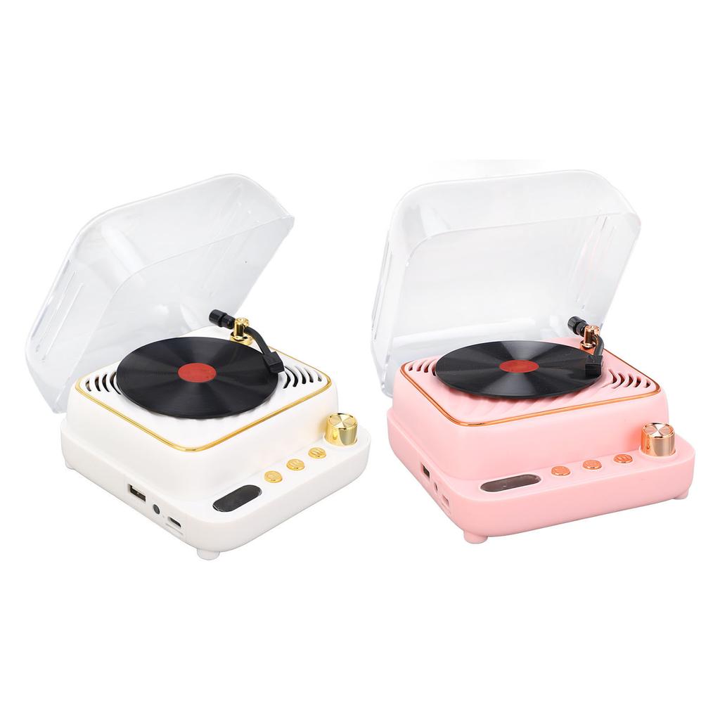 BT Speaker Retro Record Player Shaped Decorative Speaker for Bedroom Bedroom Gift 3.7V