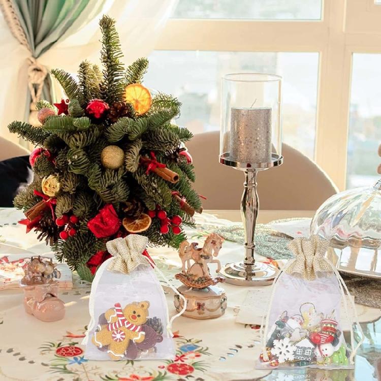 30pcs Sturdy Linen and Organza Fabric Bags with Drawstring Storage Bags for Jewelry Organization and Gifts Presentation