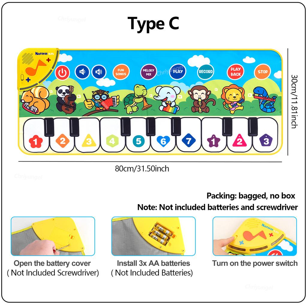 Piano Mat for Kids Kids Toddlers Floor Keyboard Dan Mat Baby Fitness Play Musical Carpet Music Instrument Toys Girl Boy Gift