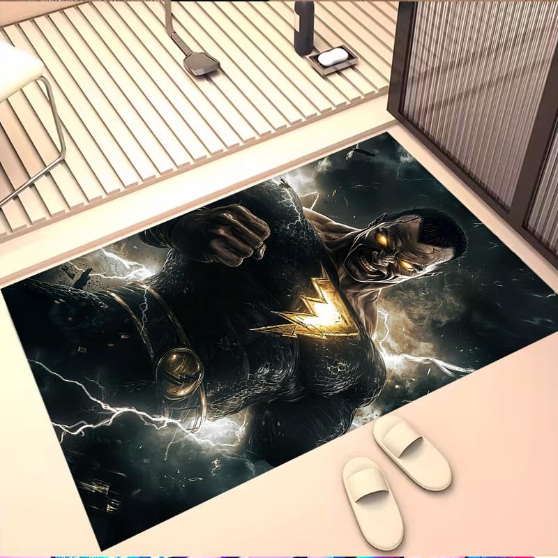 Black Adam Print Rug, Washable Floor Carpet, For Entryway Dorm Laundry Room Office Study, Home Decor Birthday Christmas Gift